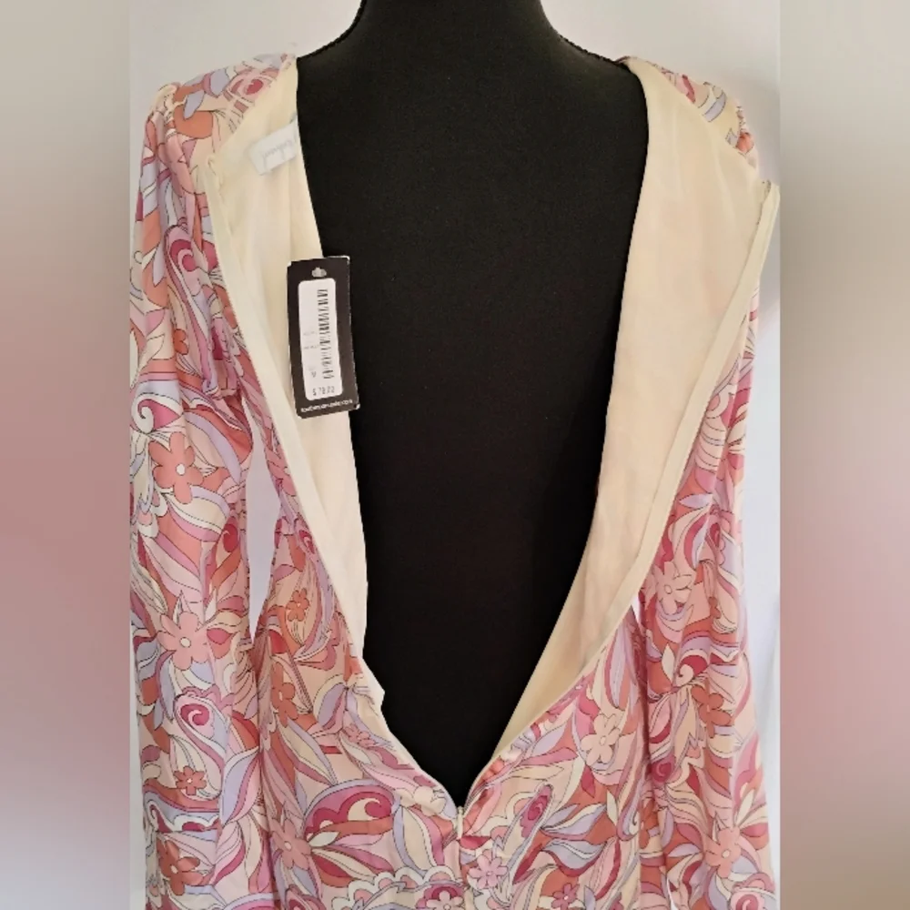NWT South Moon Under Midi Dress Fit & Flared Sz M Floral Pinks 70's Style I-4 - Picture 4 of 12